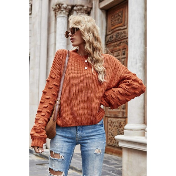 Weekend Style Rib-Knit Dropped Shoulder Sweater - Picture 9 of 15